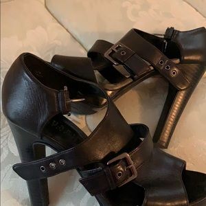Ralph Lauren brand black leather heels